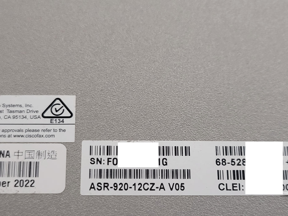 Cisco ASR-920-12CZ-A V05 Aggregation Services Route