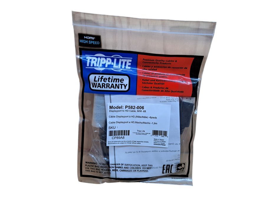 Tripp Lite P582-006 DisplayPort to HDMI Cable 6Ft (New)