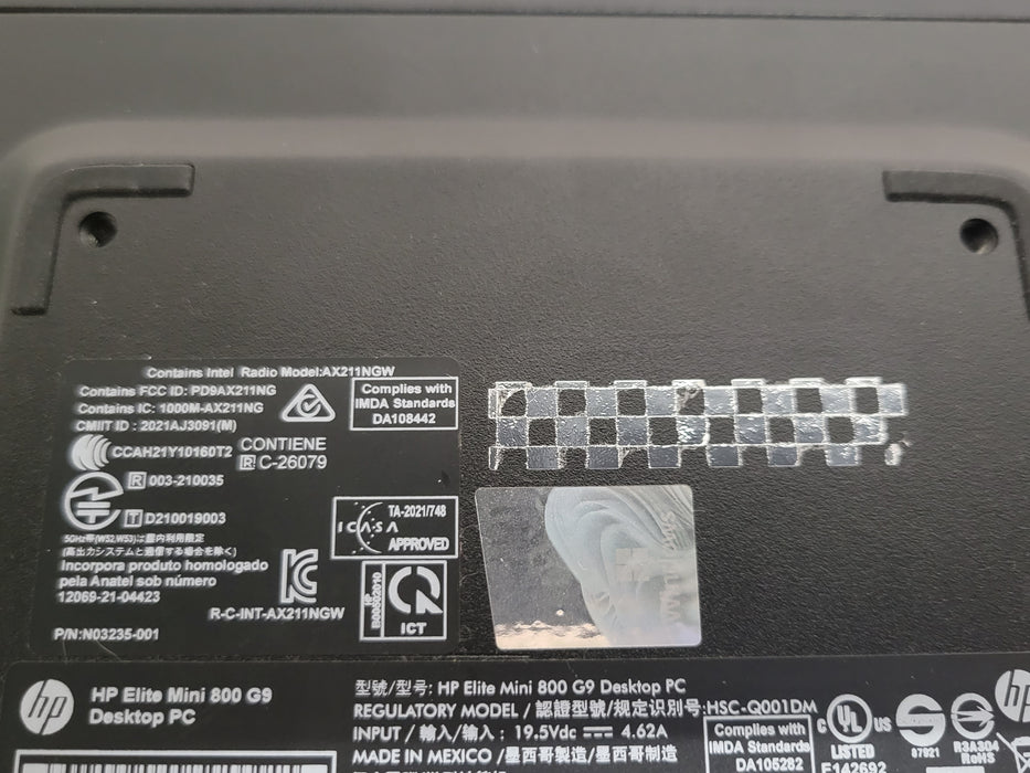 HP Elite Mini 800 G9 PC, Core I5-12500T 3.60GHz, 16GB RAM, 256GB NVME