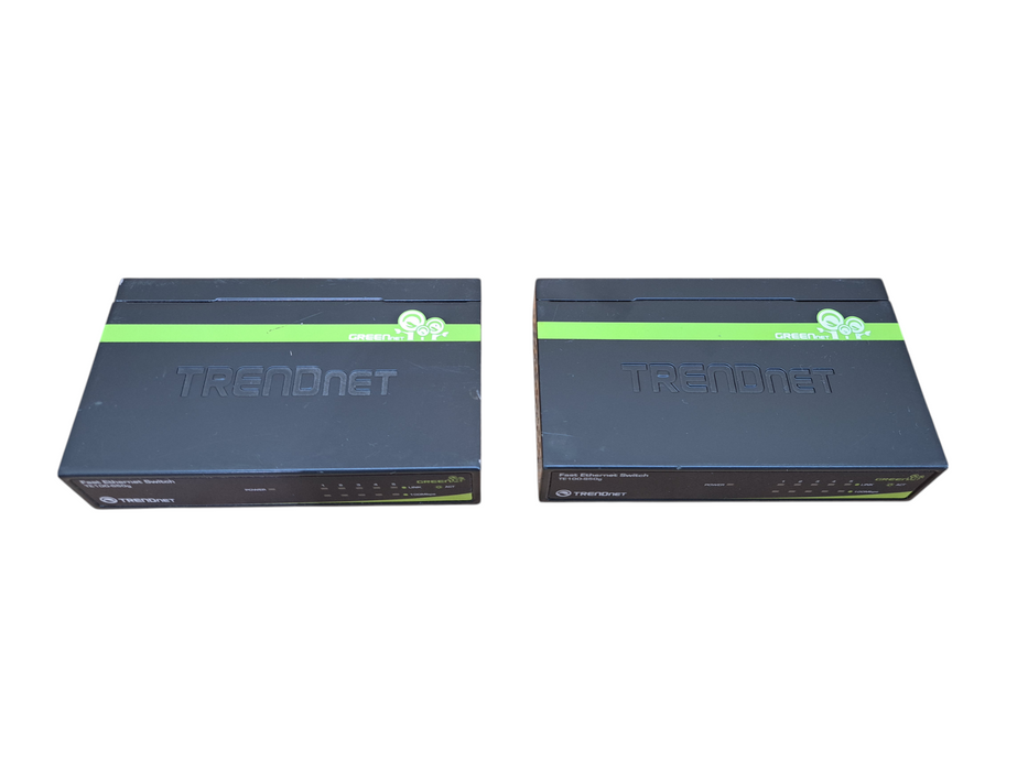 Lot of 2x TRENDnet TE100-S50g 5-Port 10/100Mpbs GREENnet Switch