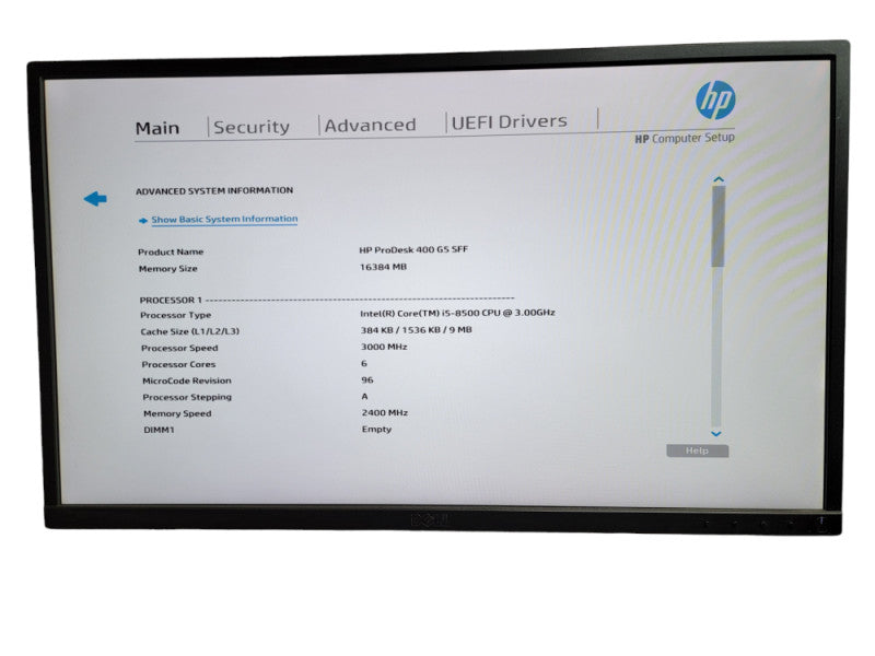 HP ProDesk 400 G5 SFF Intel Core i5 - 8500 CPU @ 3.00GHz 16GB DDR4 Ram Ram QÎ¸