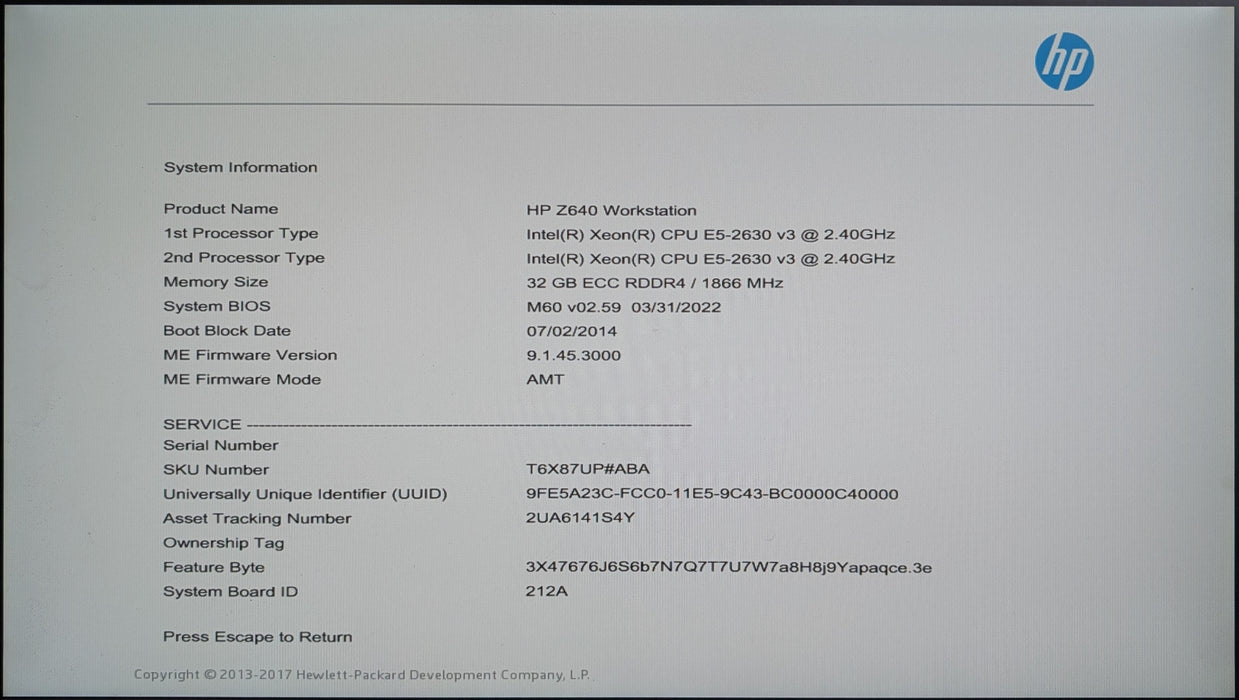 HP Z640 Workstation, 2x Xeon E5-2630v3 2.40GHz, 32GB DDR4, K4000, No HDD, 925W