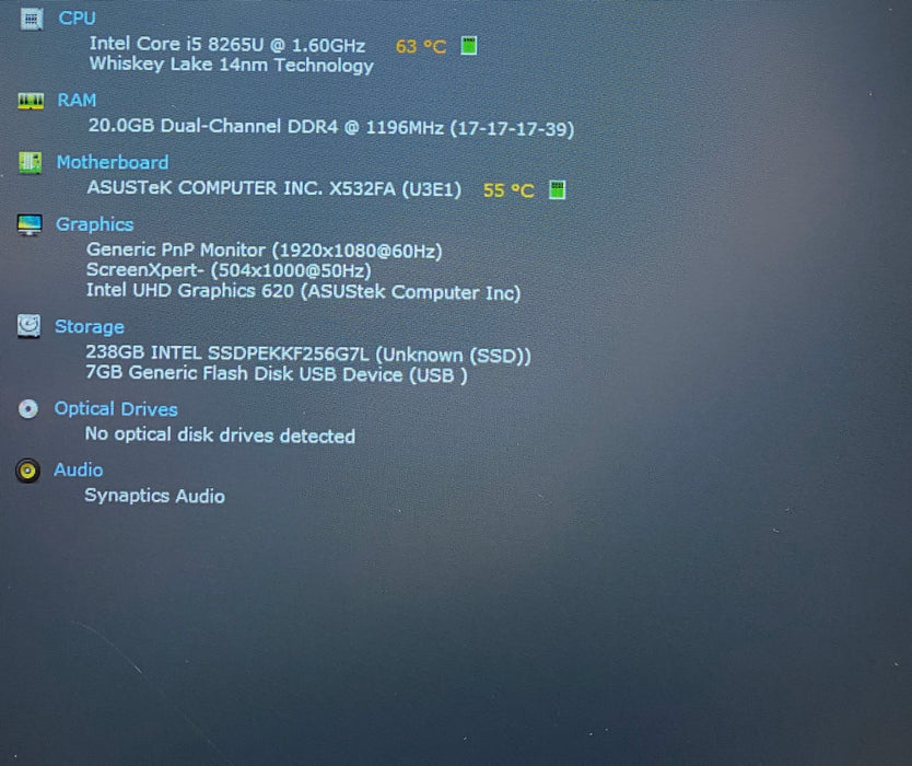 Asus VivoBook S15 X532FA i5-8265U 20GB RAM 256GB SSD READ!