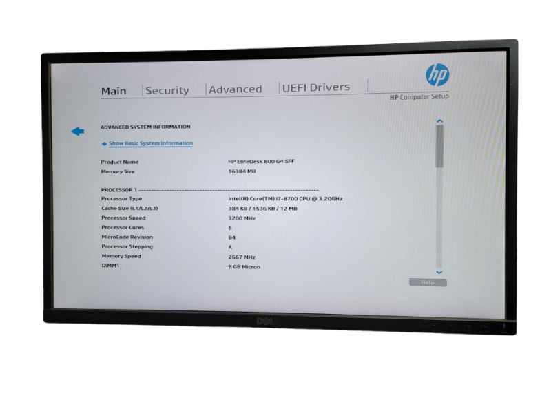 HP EliteDesk 800 G4 SFF  i7 - 8700 CPU @ 3.20GHz 16GB DDR4 Ram Î¸