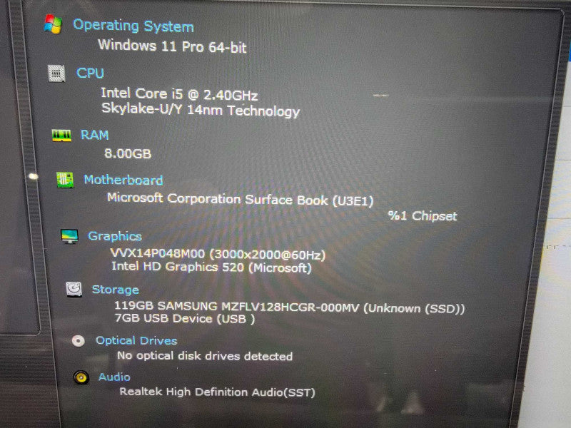 MS Surface Book Core i5-6300U 2.4GHz 13.5\\" 8GB RAM 128GB SSD