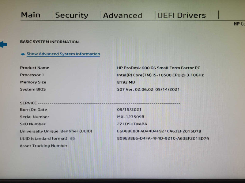 HP ProDesk 600 G6 SFF Desktop Core i5-10500 3.1GHz 8GB RAM 512GB NVMe  _