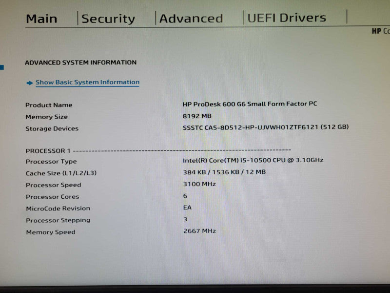 HP ProDesk 600 G6 SFF Desktop Core i5-10500 3.1GHz 8GB RAM 512GB NVMe  _