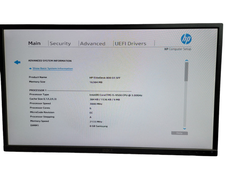 HP EliteDesk 800 G5 SFF i5 - 9500 CPU @ 3.00GHz 16GB DDR4 Ram Î¸