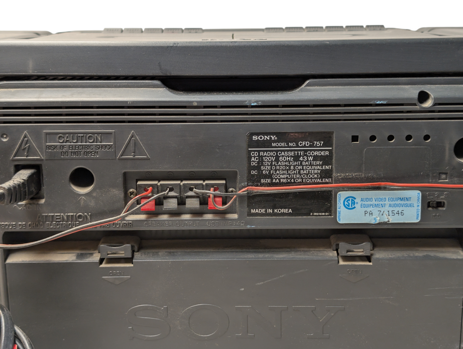 Sony Ghetto Blaster CD Radio DoubleCassette Recorder CFD-757 Please Read