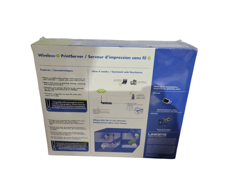 NEW Cisco Linksys WPSM54G Wireless-G Print Server !