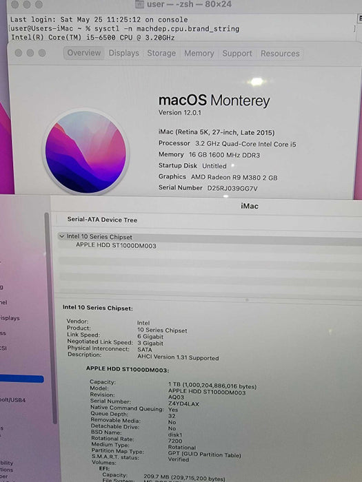 Apple iMac Retina 5K 2015 27\\" 4-Core i5-6500 @ 3.2GHz 16GB DDR3 1TB HDD Q