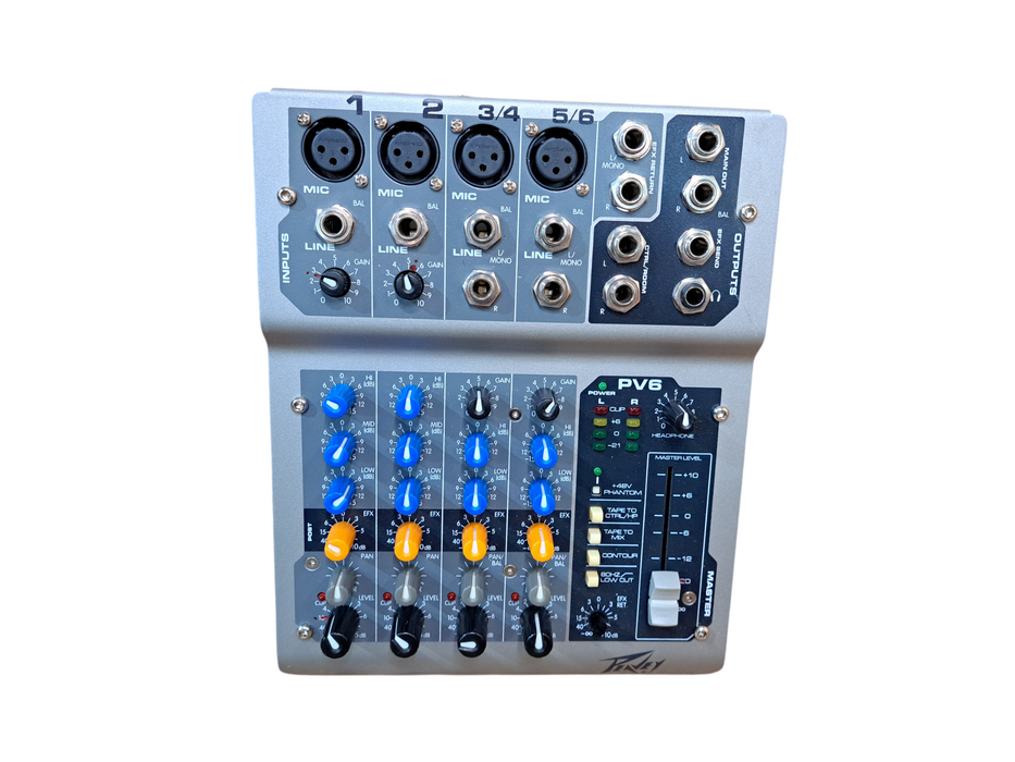 Peavey PV6 Compact Mixer 6-Channel W/ XLR Line Inputs EQ *READ*
