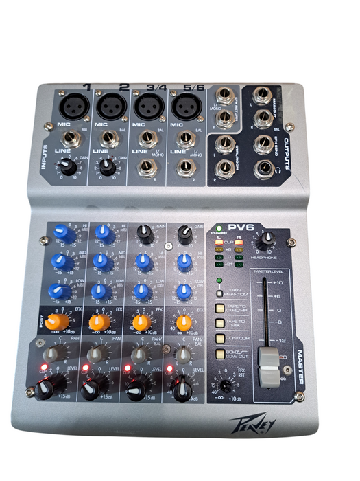 Peavey PV6 Compact Mixer 6-Channel W/ XLR Line Inputs EQ *READ*