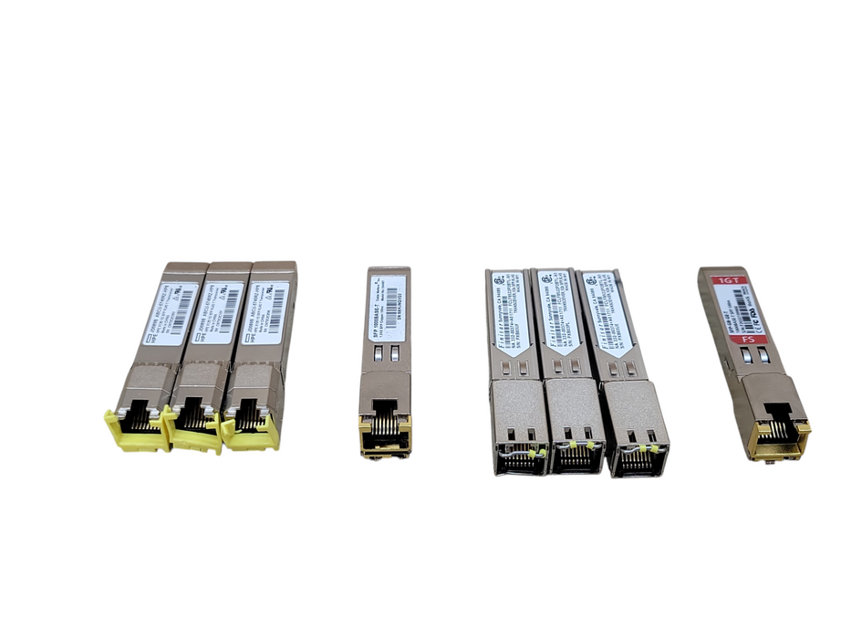 Lot of 8x Assorted brand 1G SFP RJ45 T Transceiver modules, READ