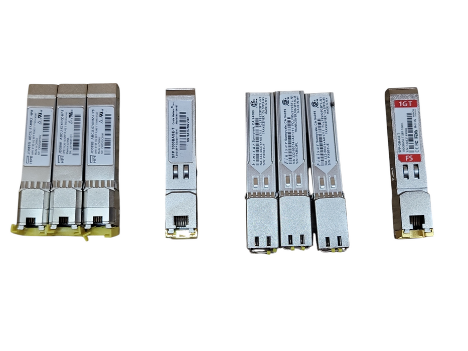 Lot of 8x Assorted brand 1G SFP RJ45 T Transceiver modules, READ