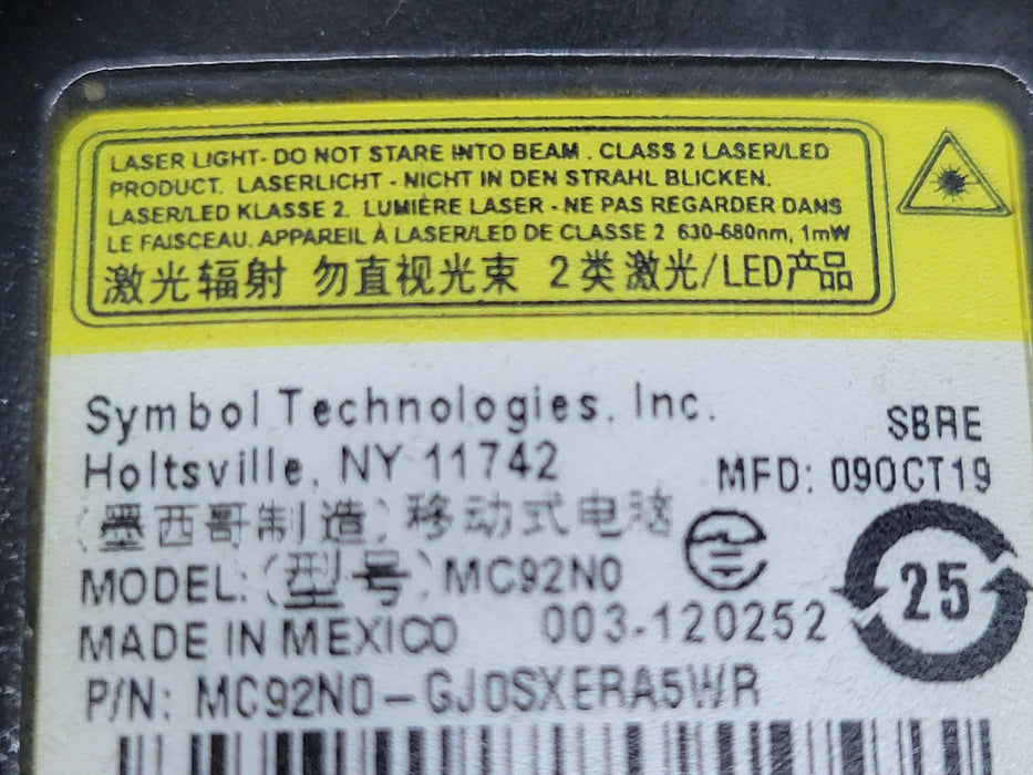 Lot of 5x Symbol MC92N0 Series handheld barcode scanners, See detail