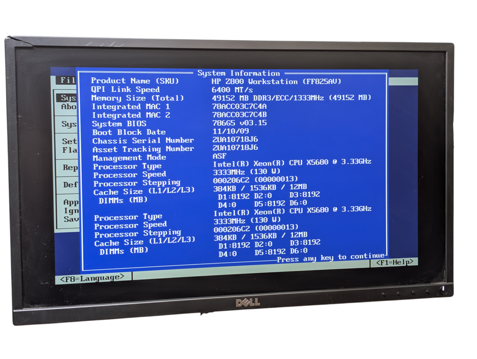 HP Z800 Workstation 2x Intel Xeon X5680 48GB RAM NVIDIA Quadro FX580
