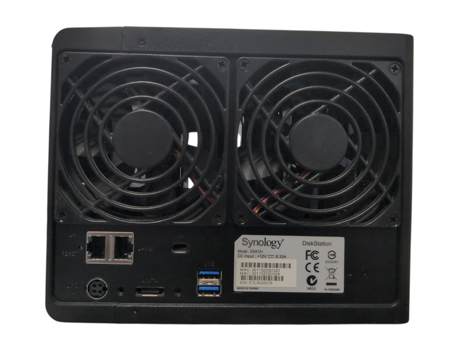 Synology DiskStation DS412+ 4-bay NAS w/ 2x 2TB HDDs, No AC Adapter