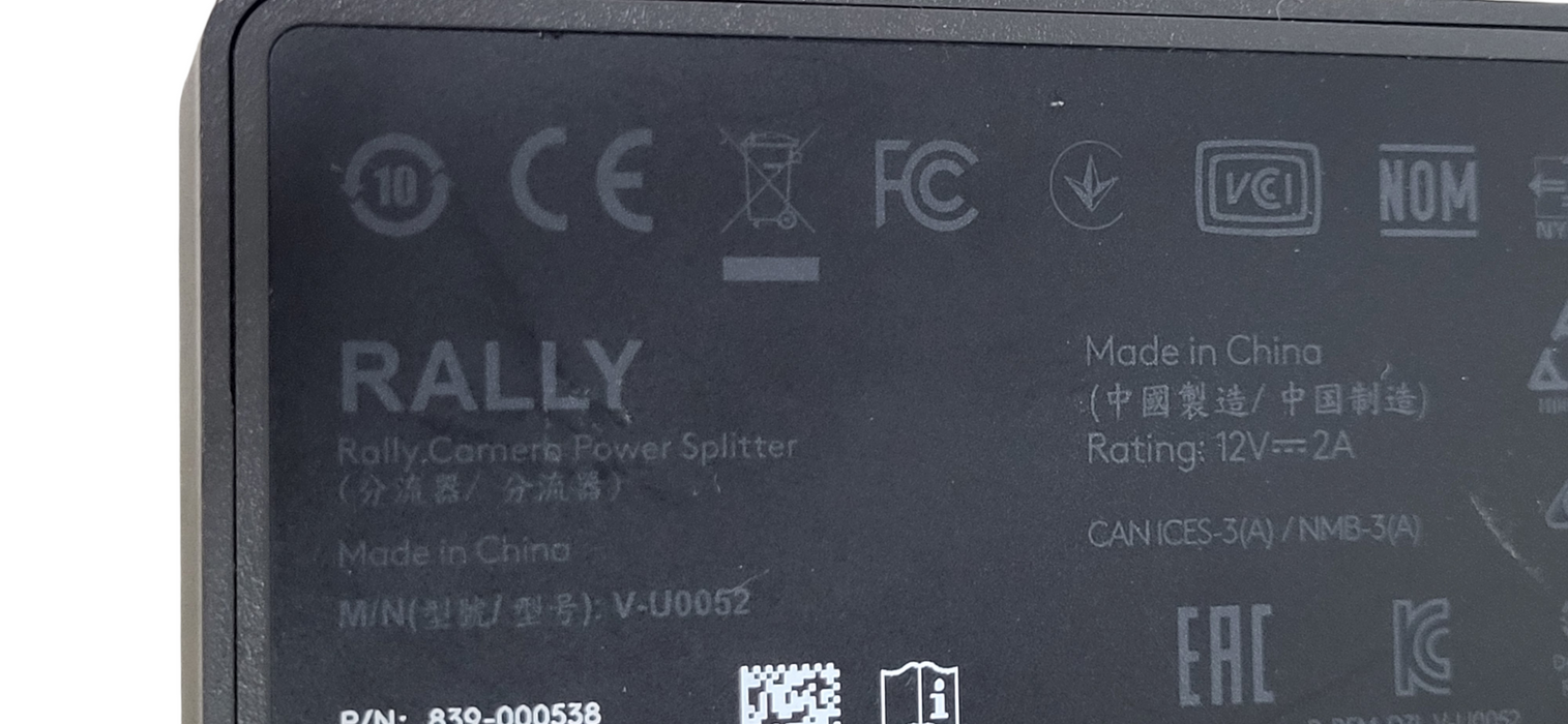 LOGI Rally V-R0010 Conference Camera W/ Power Splitter V-U0052