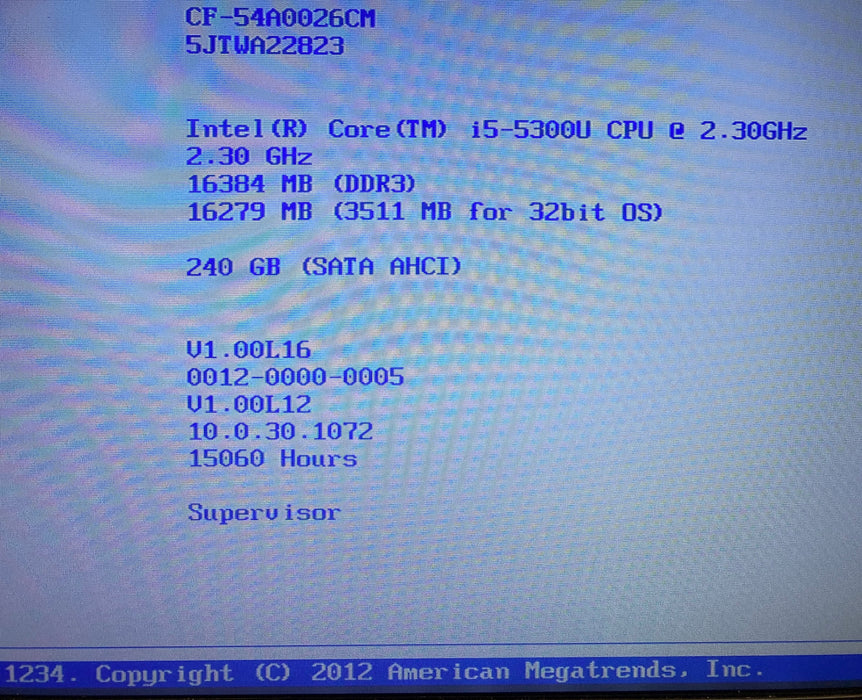 Panasonic ThoughBook CF-54 i5-5300U 16GB RAM 240GB SSD 15060Hrs. READ