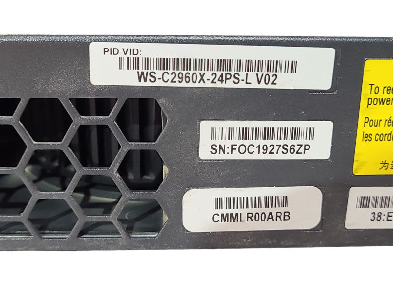Cisco WS-C2960X-24PS-L | 24-Port Gigabit PoE+ 370W Switch, 4x SFP