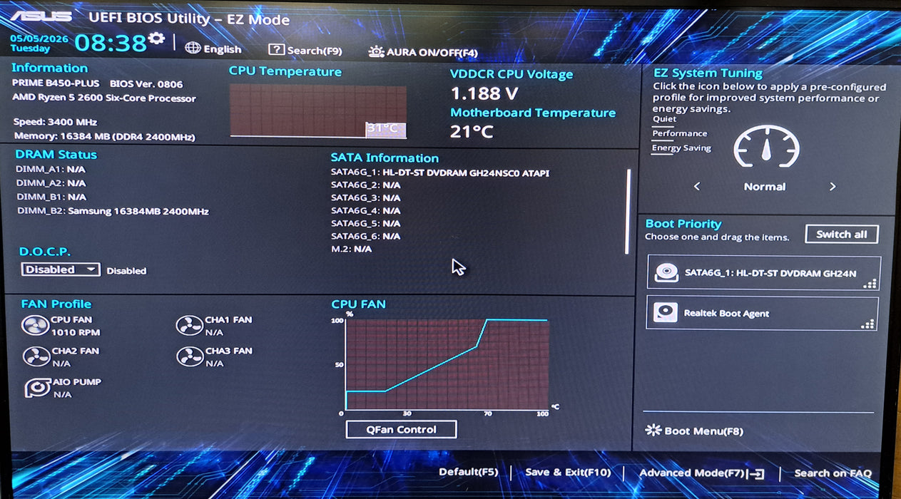 Custom PC | Asus PRIME B450-PLUS w/ Ryzen 5 2600, 16GB DDR4, GTX 750 Ti, 600W