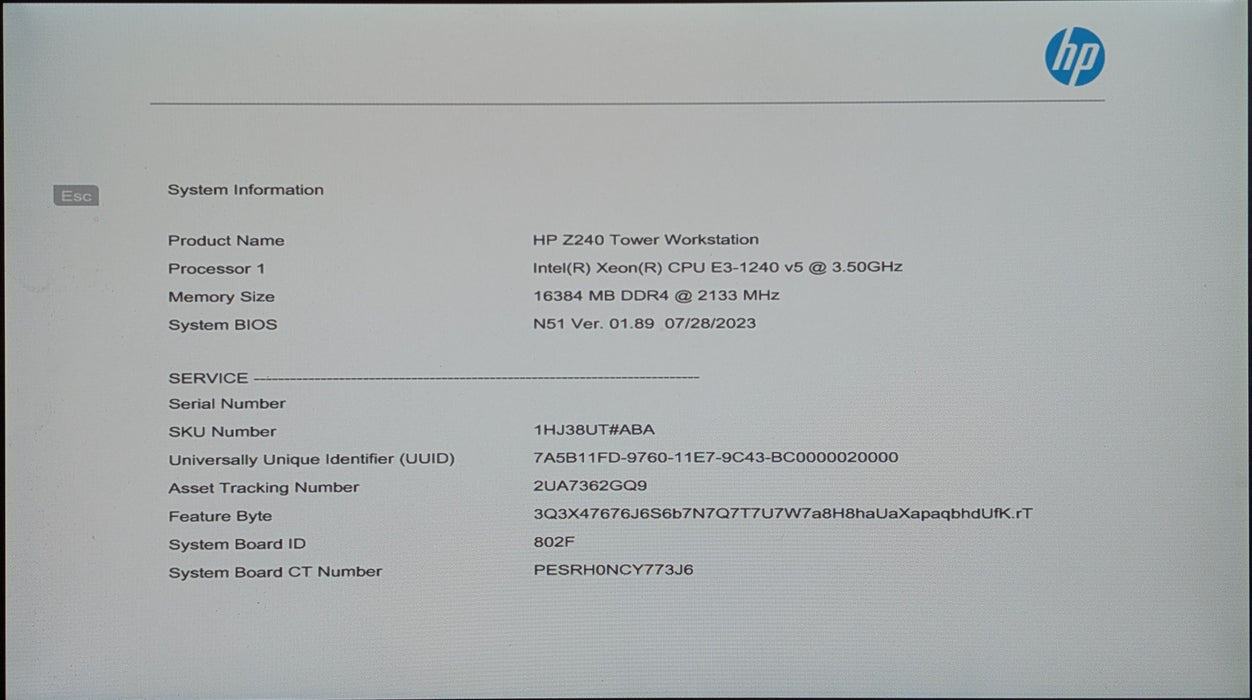 HP Z240 Tower Workstation, Xeon E3-1240v5 3.50GHz, 16GB DDR4, No HDD, K620