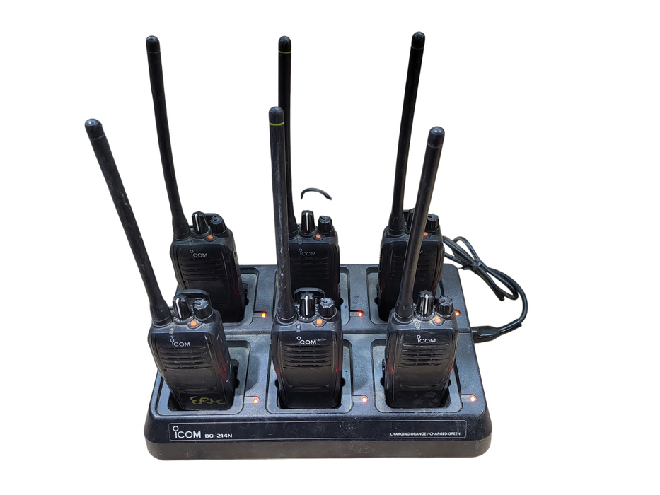 Lot of 6x Icom F1100D IDAS Digital Two Way Radio w/ AC, Charge cradle