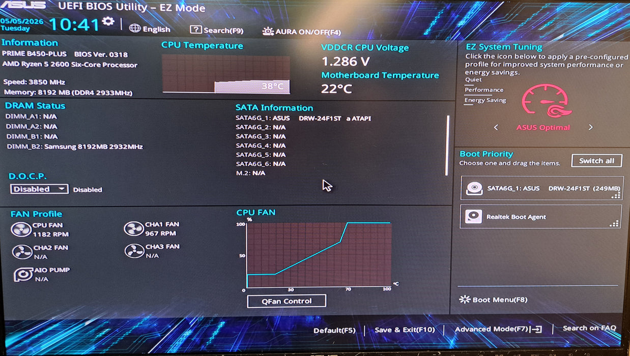 Custom PC | Asus PRIME B450-PLUS w/ Ryzen 5 2600, 8GB DDR4, 600W, No HDD/GPU