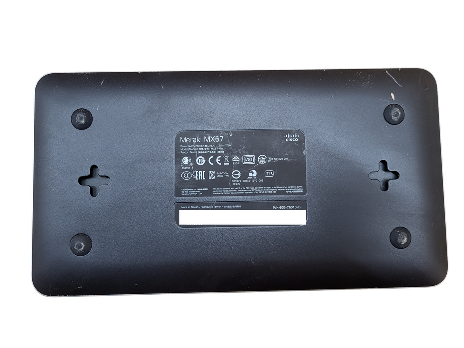 Cisco Meraki MX67-HW Security Appliance Firewall UNCLAIMED NO Adapter