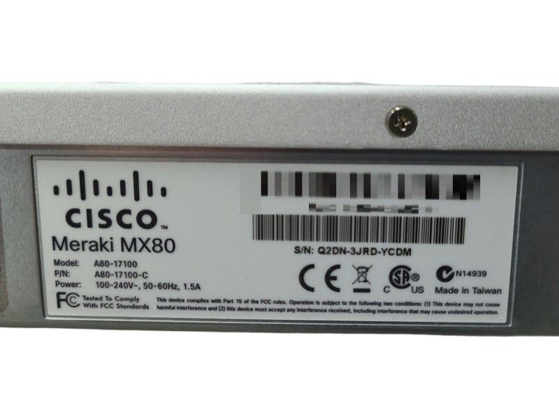 Cisco Meraki MX80 | Cloud Managed Security Appliance, UNCLAIMED