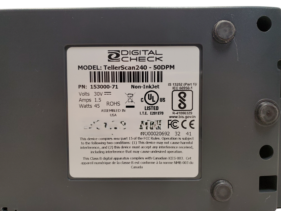 Digital Check TellerScan TS240 50DPM - 153000-71 *READ*