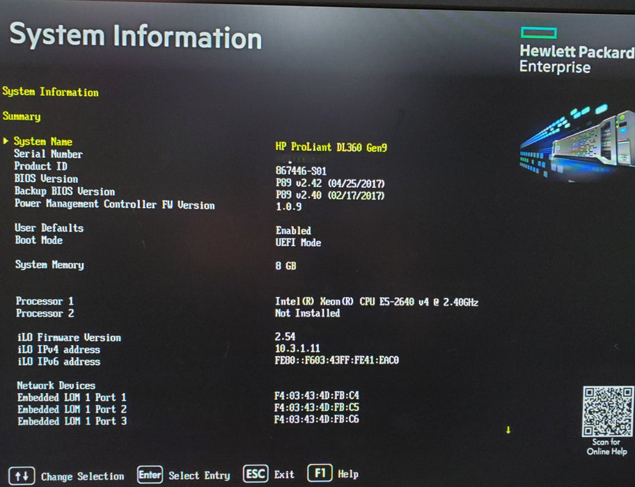HP ProLiant DL360 Gen9 - 1x Xeon E5-2640 V4, 8GB DDR4, P440ar - No HDD *read*