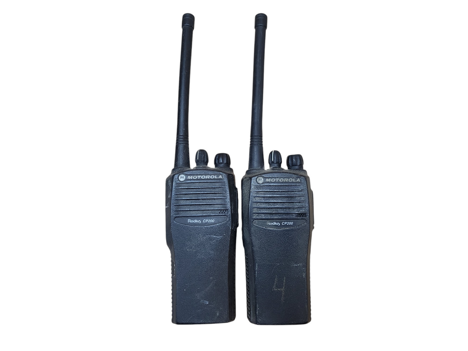 Lot of 2x Motorola CP200 4 Channel UHF Radios 438-470 MHz L2 w/ AC, cradle