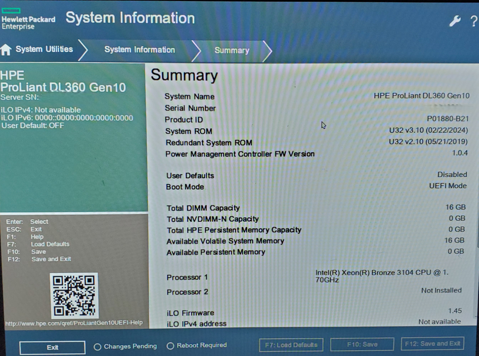 HP ProLiant DL360 Gen10- 1x Xeon Bronze 3104, 16GB DDR4, S100i SR Gen10 - No HDD