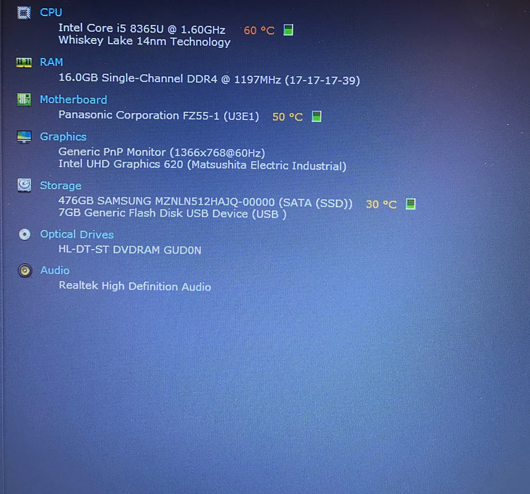 Panasonic ToughBook FZ-55 i5-8365U 1.60GB 16GB RAM 512GB SSD 10660Hrs.