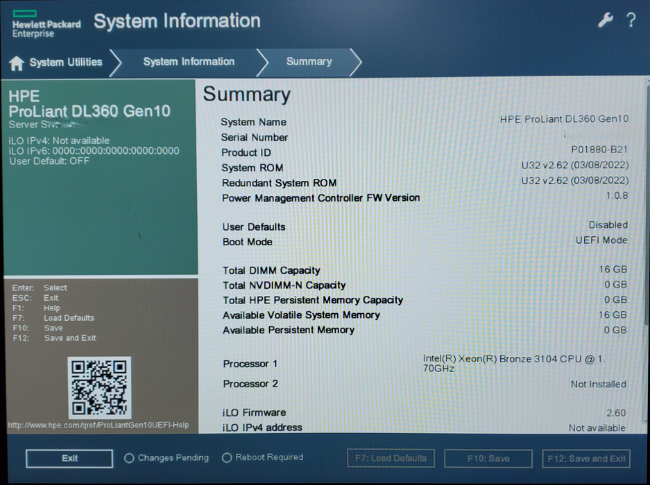 HP ProLiant DL360 Gen10- 1x Xeon Bronze 3104, 16GB DDR4, S100i SR - No HDD/PSU