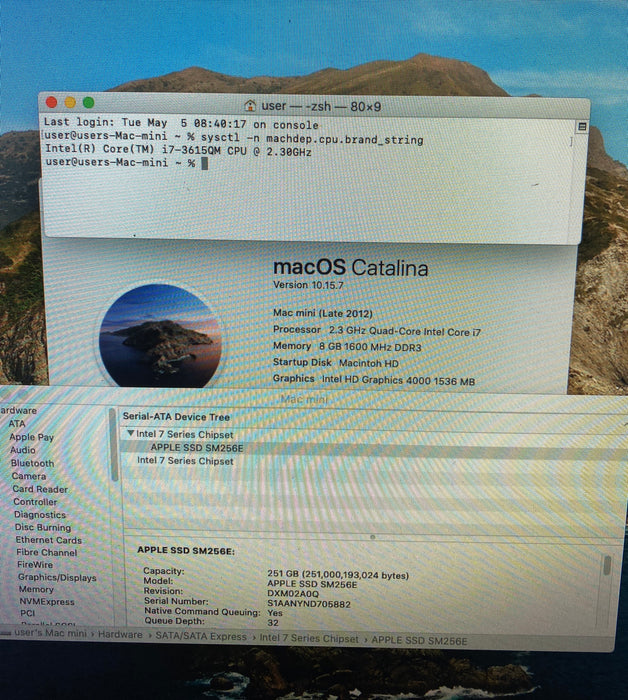 Apple Mac Mini Late 2012 Quad-Core i7-36150QM 2.3GHz 8GB RAM 256GB SSD
