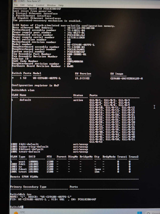 Cisco WS-C2960X-48FPS-L 48-Port Gigabit PoE+ Switch 4xSFP Q