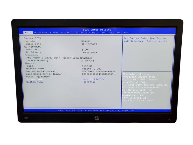 Acer Aspire TC-390-EB12 Tower Desktop AMD Ryzen 3200G 8GB RAM NO HDD @