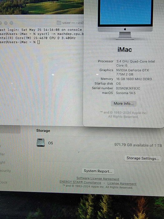 Apple iMac 27\\" 2013 i5-4670, 16GB Ram, 1TB HDD GTX 755M 2GB, Sonoma
