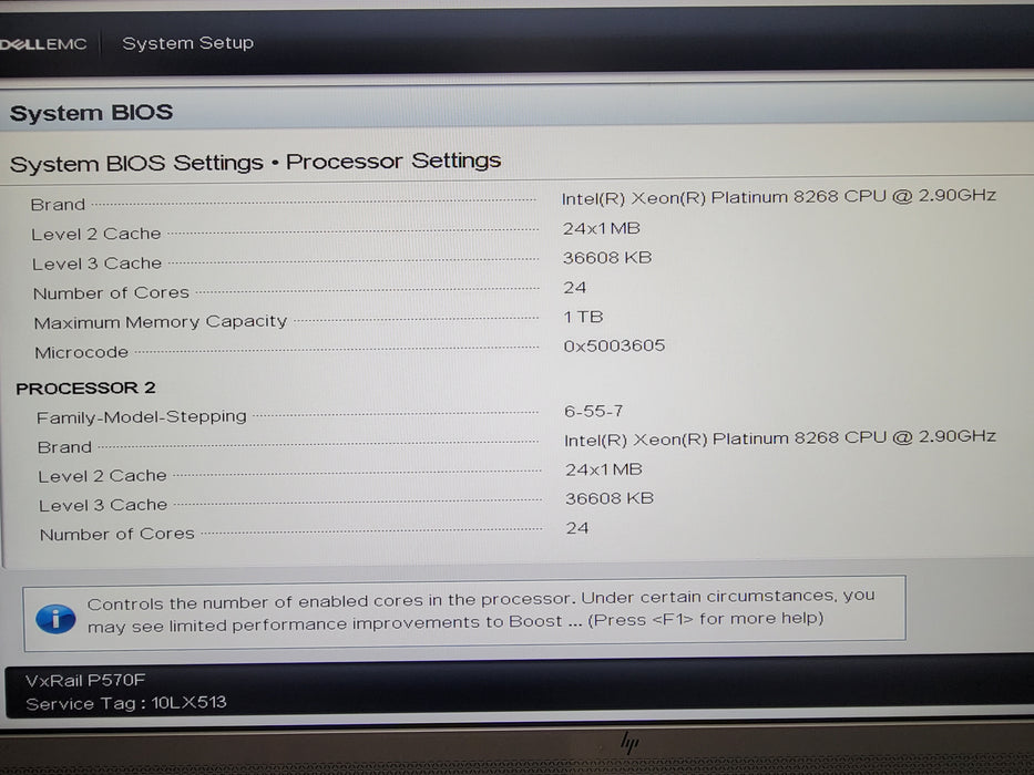 Dell VxRail P570F, 2x Xeon Platnium 8268 2.9GHz 24-Cores 32GB, HBA330, 2x PSU