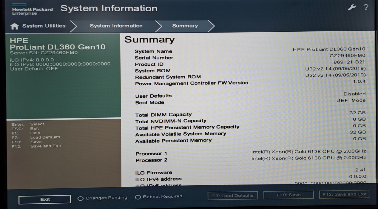 HPE ProLiant DL360 Gen 10 8x 2.5" 1U | 2x Xeon Gold 6138, 32GB DDR4, P408i-a SR