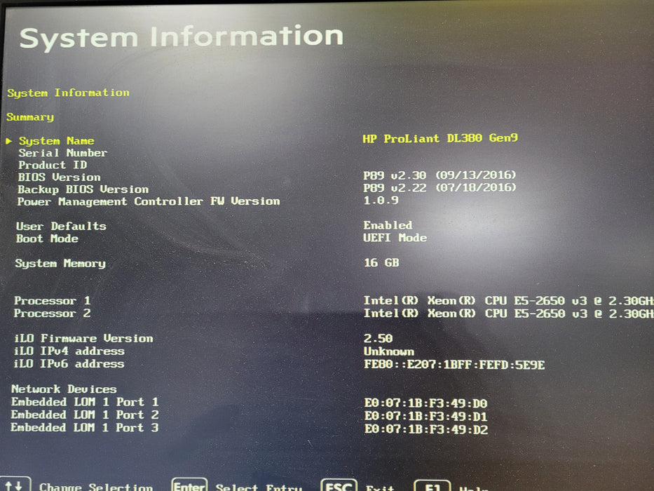 HP DL 380 Gen9 2U 8x2.5", 2x Xeon E5-2650 v3, 16GB DDR4, P440ar