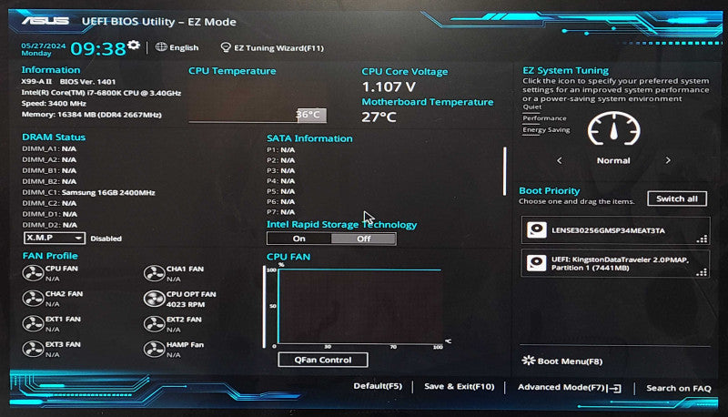 Custom PC/ASUS X99-A II, i7-6800K 3.40GHz, 16GB DDR4, 256GB Nvme, READ