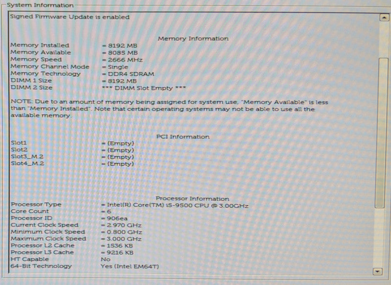 Dell Optiplex 3070, Intel Core i5-9500 @ 3.00GHz - 8GB RAM Q