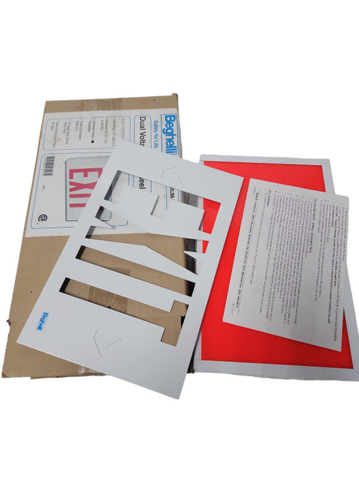 Beghelli Steel Exit Sign  model: SL-E-L-R-U-M-UDC | Open Box, Like New