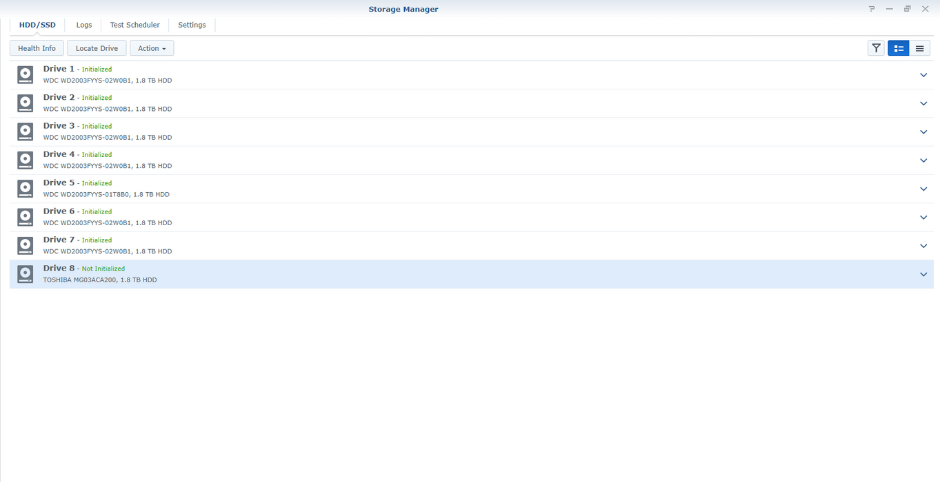 Synology DS1812+ 8 Bay NAS w/ 8x 2TB HDDs