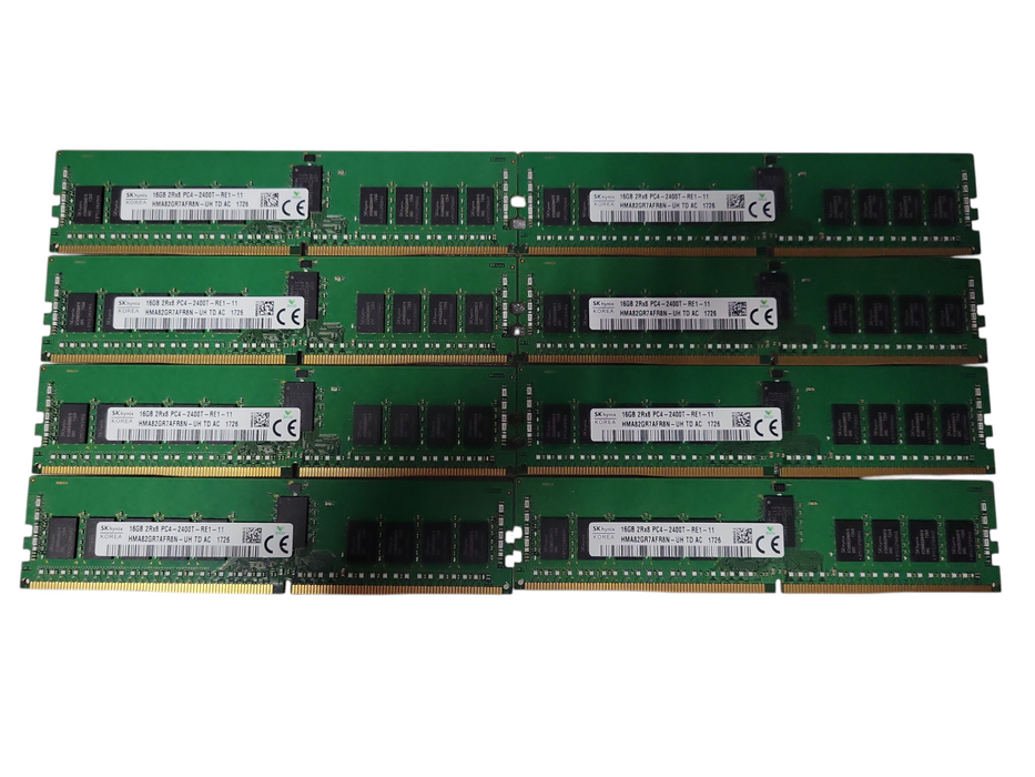 LOT of 8x SK hynix 16GB 2Rx8 PC4-2400T-RE1-11 Server Ram