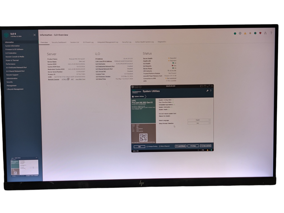 HP ProLiant ML350 Gen10 Intel Xeon SILVER 4110 64GB RAM Please READ